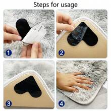 4入組心形可洗滌防滑地毯固定器,可用於多種用途,保持地毯位置穩定平貼