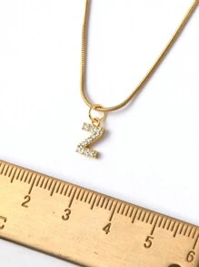 Ficcino Mini English Letter Gold Plated & Cubic Zirconia Inlay First Letter Pendant Necklace Women's Daily Wear Snake Chain Collarbone Chain Holiday Anniversary Gift With Box - Letter Necklace - View 7