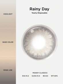 Moody年度彩色一次性隱形眼鏡,花園系列雨天款 - 淺灰色 - 查看 4