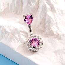 4 Piezas Conjunto De Anillos De Ombligo De Ojo De Gato & Alas & Corazón & Rosa De Acero Inoxidable Con Diamantes De Imitación, Espléndidos Accesorios Para El Uso Diario De Mujeres - Multicolor - Ver 7