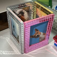 磁性相框（1 个 3 英寸），迪斯科镜面玻璃手工贴制，DIY 磁性百变组合创意装饰 - 銀色 - 查看 6