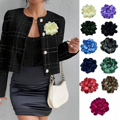 韩国高档布艺山茶花大花舞台两用胸针西装领针胸针女士配饰情人节、妈妈、母亲、母亲节、礼物