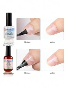 4支15毫升指甲脱水底胶，无酸配方，适用于天然指甲，可用作脱水剂和粘合底胶，也适用于丙烯酸粉和凝胶指甲脱脂剂 - 彩色 - 查看 5