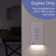 SnapPower GuideLight 2 For Outlets [New Version - LED Light Bar] - Night Light - Electrical Outlet Wall Plate With LED Night Lights - Automatic On/Off Sensor - (White) - White - View 2