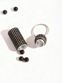 1入黑鑽石裝飾緊急醫藥瓶袋吊墜,戶外防水迷你醫藥瓶鑰匙扣 - 黑色 - 查看 2