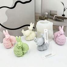 1pc Easter Theme Multiple Styles Diy Silicone Mold For Candle, Aroma Beads, Soap, And Gypsum. Including Oval Rabbit Egg Shape Plaster Mold - Style 2 - View 4