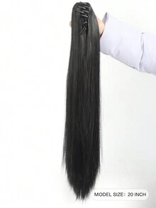 Synthetic Hair Extensions Hair Claw Clip Ponytail - Black - View 2