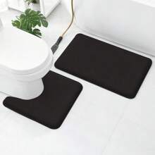 1pc Simple Soft Memory Foam Non-Slip Bath Mat For Bathroom Home Bathroom Decor Bath Rug Floor Carpet Outdoor Rug Door Mat Fall Decor Bathroom Accessories Back To School Entryway Decor - Black - View 5