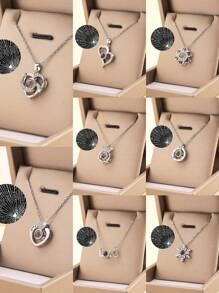1 Stück Projektions-Halskette "Ich liebe dich in 100 Sprachen" Anhänger Schmuck für Liebhaber, Freundin, Paar, romantische, süße Accessoires, Muttertag, Valentinstag Geschenk (ohne Geschenkbox), Mama, Mutter, Muttertag, Geschenk