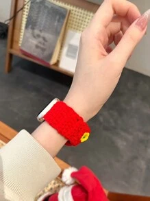 1個編織羊毛手表錶帶,與9/8/7/6/5/4/3/2/1 Se手表兼容,紅色和綠色混合手編蘋果智能手表帶,可愛,適合冬季溫暖,創意風格,提供多種顏色,適合作為婚禮,新年和情人節的禮物,適合38mm、40mm、41mm、42mm、44mm手錶 - 彩色 - 查看 6