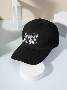 1 Pieza Gorra De Béisbol De Estilo Y2k Unisex Con Letras Bordadas, Protección Contra El Sol Al Aire Libre, Para Viajes Diarios En Verano - Negro - Ver 1