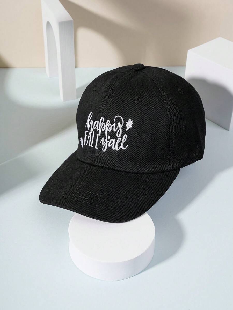 1 Pieza Gorra De Béisbol De Estilo Y2k Unisex Con Letras Bordadas, Protección Contra El Sol Al Aire Libre, Para Viajes Diarios En Verano - Negro - Ver 1