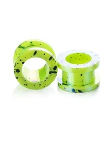 1pair Punk Style Colored Dot Acrylic Ear Gauge Plugs, Unisex For Everyday Wear, Party Or Work Days - Ear Dilation - View 43