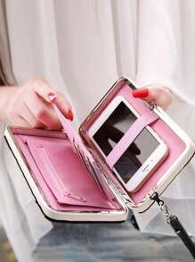 優雅蝴蝶結裝飾手機錢包,時尚卡槽和拉鍊口袋手機殼 - 黑色 - 查看 7