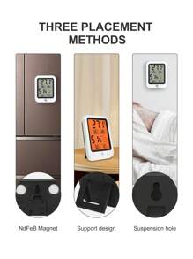 1pc Digital Lcd Display Temperature & Humidity Meter With Wide Viewing Angle, Quick Reading And High Accuracy, Including A Night Light Function. Suitable For Measuring Temperature And Humidity Indoors In Homes, Offices, Bathrooms, Etc. - Blue and White - View 2