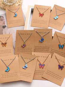 1件女士創意蝴蝶吊墜項鍊,波西米亞風格,歐美風格 - 金黃色 - 查看 3