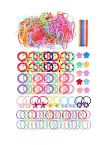 1,110pcs/Pack Child's Colorful Basic Hair Accessories Set, Includes Scrunchies, Hair Clips & Bands - Multicolor - View 1