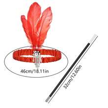 2入組音樂節1920年代復古羽毛頭箍,香煙盒,德比裝扮復活節服裝角色扮演道具,適合女性使用 - 紅色 - 查看 6