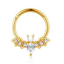 1Pc 16G Fashion Bat  Septum Nose Ring For Women Men,Stainless Steel Hoop Cartilage Daith Helix Rook Tragus Earrings,Hinged Clicker Rings Septum Nose Piercing Jewelry,Suitable For Everyday Parties Wear - 1pc-white Wings - View 7