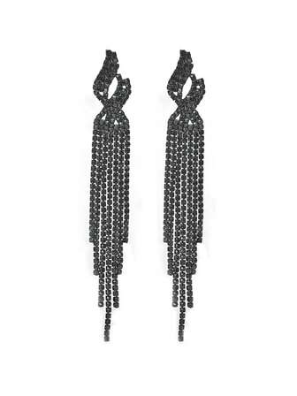 1 par Super Gnistrande Full Rhinestone Lång tofs Örhängen För kvinnor , Lämplig För Dagligt slitage