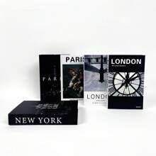 新產品到貨 3 件套高端家居裝飾仿書模擬房屋模型,軟裝飾,咖啡店道具,創意辦公桌裝飾品,帶包裝書套 - 棕色 - 查看 1