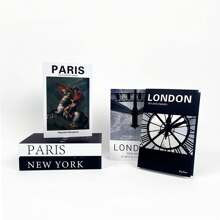 新產品到貨 3 件套高端家居裝飾仿書模擬房屋模型,軟裝飾,咖啡店道具,創意辦公桌裝飾品,帶包裝書套 - 棕色 - 查看 2