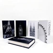 新產品到貨 3 件套高端家居裝飾仿書模擬房屋模型,軟裝飾,咖啡店道具,創意辦公桌裝飾品,帶包裝書套 - 棕色 - 查看 4