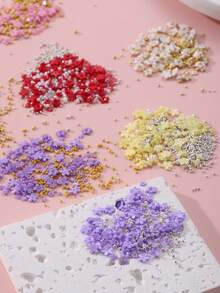 200入組3mm 6mm混合小花配珠貝殼花瓣,用於美甲裝飾、diy創意手工、相冊裝飾、裝飾用品 - 杏色 - 查看 2