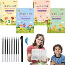 Magic Handwriting Books Practice Book, Magic Handwriting Books, Magic Book, Calligraphy Books For Children, Reusable Magic Practice Copybook Kit, Magic Practice Copybook - Multicolor - View 1
