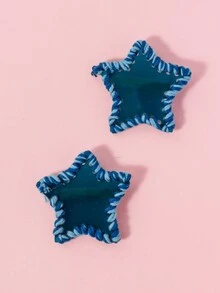 2 件儿童彩色针织五星形发夹，可爱时尚，适合侧刘海 - 彩色 - 查看 1