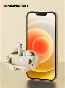 Monster Xkt10 Pro Tws無線耳機低延遲運動耳機降噪帶麥克風耳塞 - 米色 - 查看 5