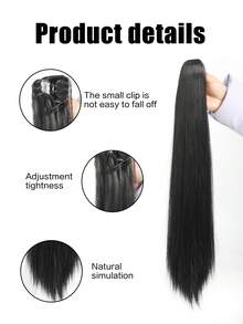 Synthetic Hair Extensions Hair Claw Clip Ponytail - Black - View 3