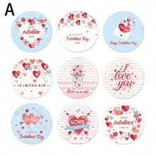 1捲/90張情人節玫瑰圖案貼紙標籤,適用於密封,裝飾禮品,信封,行李或蛋糕 - 彩色 - 查看 3