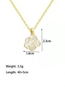 1入款簡約時尚金色山茶花女士頸鍊,適合日常佩戴和搭配 - 金黃色 - 查看 4