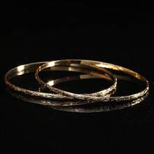 6件套精致金属手镯，镀金雕刻多层手镯，奢华新娘首饰，母亲节礼物 - 金色 - 查看 3