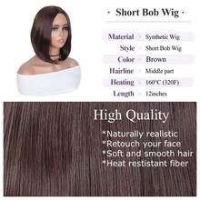 中分短髮波波頭直褐色假髮12英寸合成化學纖維漂白konts耐熱假髮適合黑白兩種膚色的女性參加日常派對角色扮演假髮頂級優質絲滑y2k可愛洛麗塔哈尼族 - 亞麻棕 - 查看 5