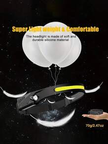 Headlamp Rechargeable  230° Wide Beam Head Lamp LED With Motion Sensor For Adults - Camping Accessories Gear, Waterproof Head Light Flashlight For Hiking, Running, Repairing, Fishing, Cycling - Black - View 8