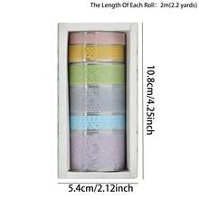 6捲複古蕾絲紋遮蔽膠帶套裝,防水裝飾透明膠帶,適用於diy藝術手工藝品,花瓶,杯子,記事本,計劃者,手帳,剪貼簿用品 - 彩色 - 查看 8