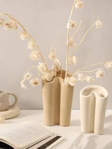 1個現代極簡風格的陶瓷微笑花瓶,適用於插乾花 - 微笑花瓶 - 查看 3