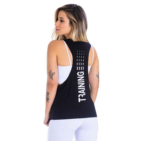 Camiseta Regata Feminina Cavada Trainning Preto