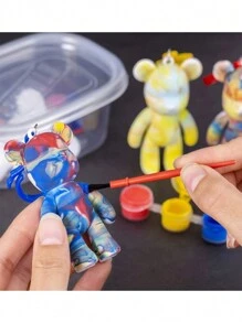DIY Fluid Nghệ thuật Teddy Gấu Vẽ bằng tay Đồ chơi Với Màu sắc Bộ , Trưng bày - trắng - Xem 2