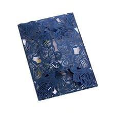 5pcs Dark Blue Laser Cut Wedding Invitation Card Set Including Envelope - Blue - View 2
