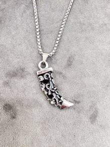 1入歐美庞克風格狼牙吊墜項鍊,男士日常穿搭層積選擇,不銹鋼材質 - 彩色 - 查看 2