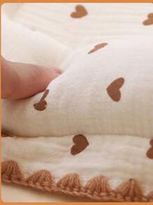 1 件心形印花婴儿柔软透气防扁头塑形枕，四季儿童吸汗枕头，可水洗，23*35cm 爱情情人节 - 咖啡棕 - 查看 2