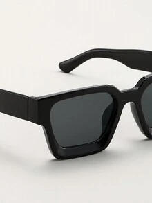 1入組男士塑料方形小框時尚眼鏡,適用於日常穿搭配件 - 灰色 - 查看 4