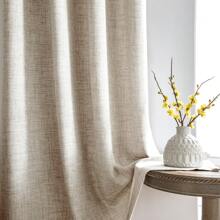 Sheer Curtains For Bedroom - Grommet Top Burlap Linen Textured Light Filtering Privacy Thick Living Room Curtains, Set Of 2 - Beige - View 2