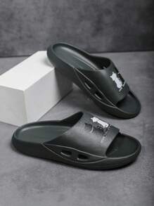 輕量休閒男士室內/室外拖鞋,防滑,耐磨,適用於家庭和浴室,休閒穿著 - 軍綠色 - 查看 1