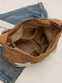 高中生/大學新生多功能斜背包肩背包休閒包男性極簡帆布懶人包,適用於旅行、學院、校園、戶外、運動的斜背包側背包假日必備的輕便隨身包,帶可調節的帆布懶人包布料,適用於戶外旅遊父親禮物男士禮品情人節禮物。 - 棕色 - 查看 3