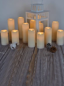 4/12pcs Waterproof LED Candles With Remote And Timer, Outdoor Flickering Flameless Candles, Realistic Battery-Powered Pillar Candles, Suitable For Wedding, Halloween, Christmas Home Decoration, 4 Sizes Available