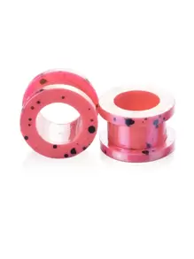 1pair Punk Style Colored Dot Acrylic Ear Gauge Plugs, Unisex For Everyday Wear, Party Or Work Days - Ear Dilation - View 38